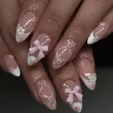 Almond Press On Nails French Tip